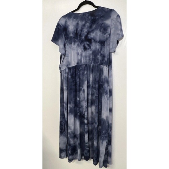 Lane‎ Bryant Size 18 Tie Dye Cloud Wash Wrap Midi Dress Boho Stretch Comfort - Picture 6 of 9